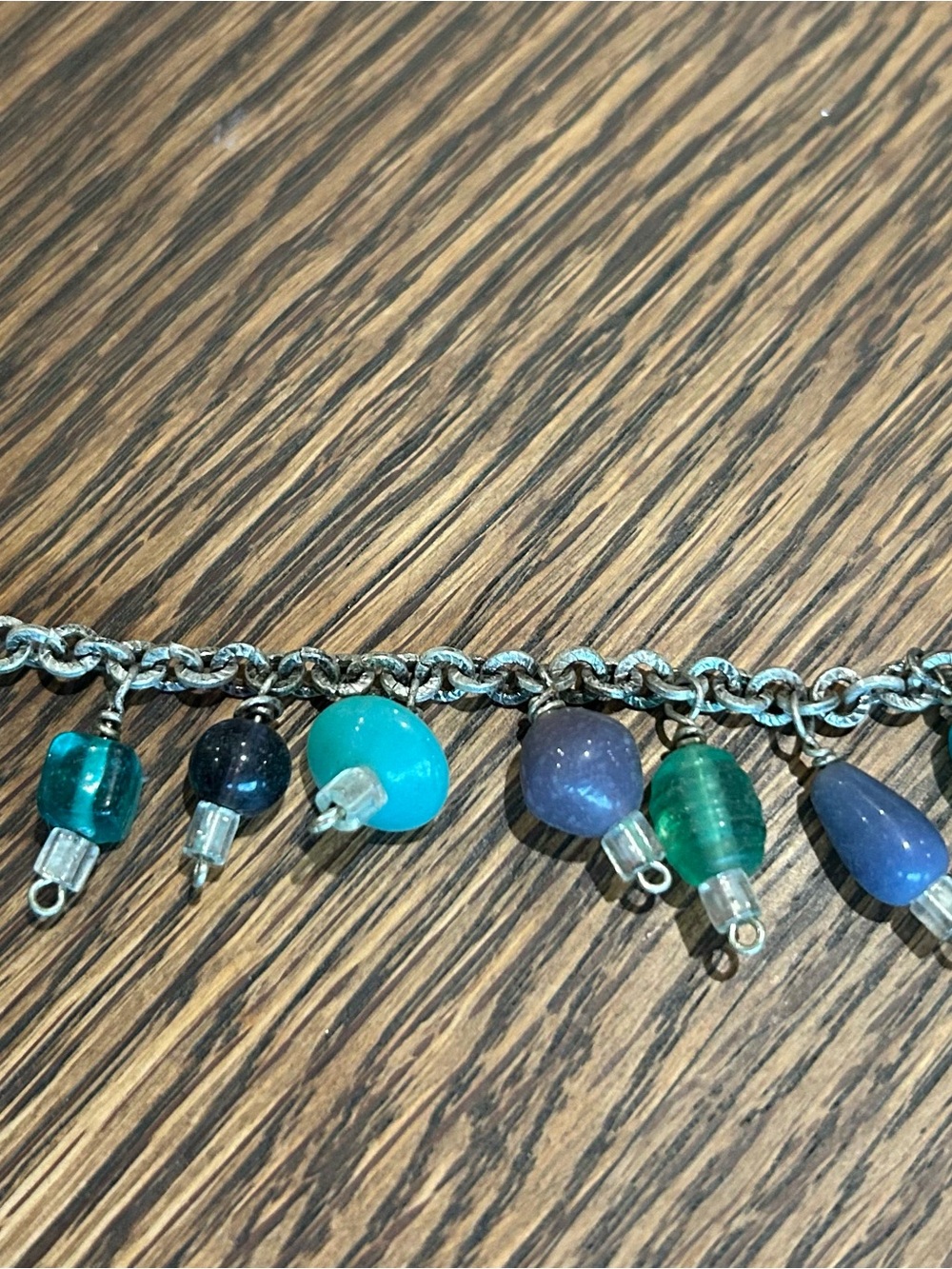 Beaded Dangle Charm Bracelet - Blue & Green